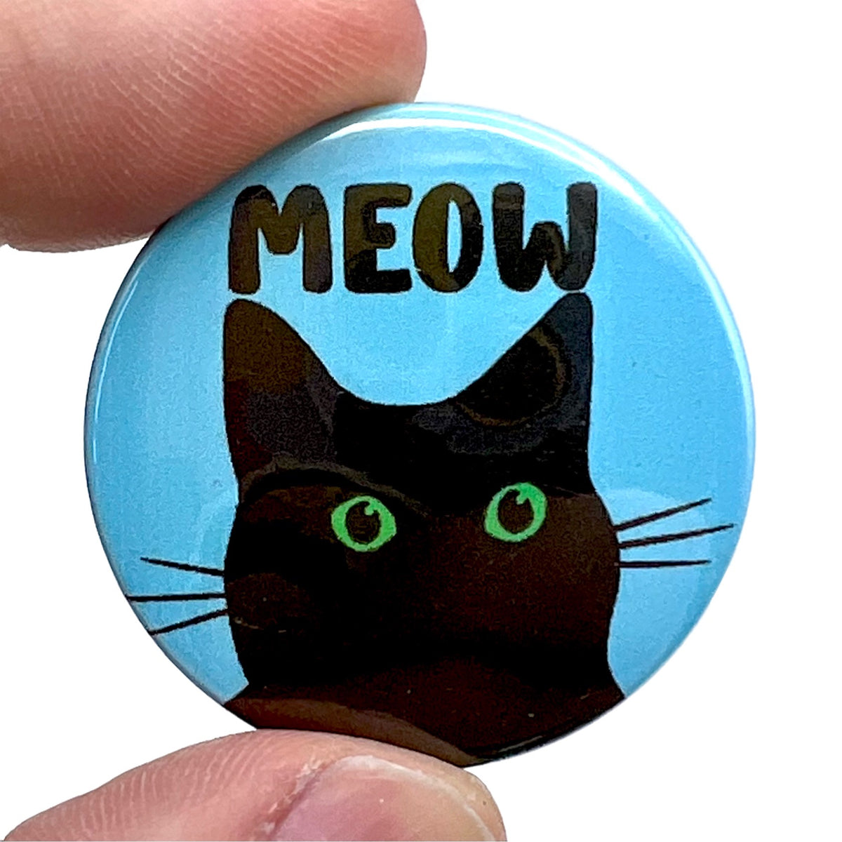 Meow Black Cat Pink Button - Home