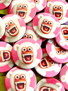 Funny Bear Mr Teeth Button Pin Badge