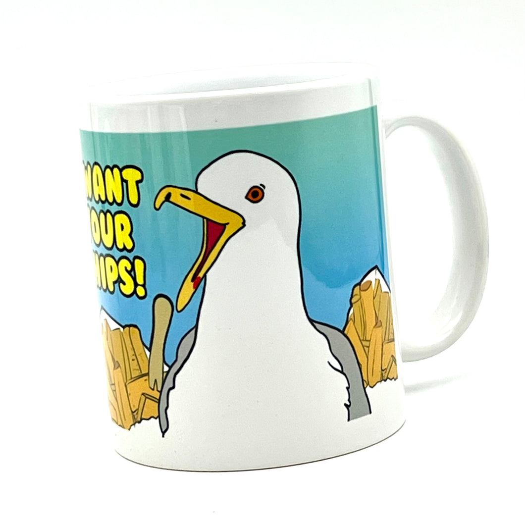 I Want Your Chips Seagull Ceramic Mug
