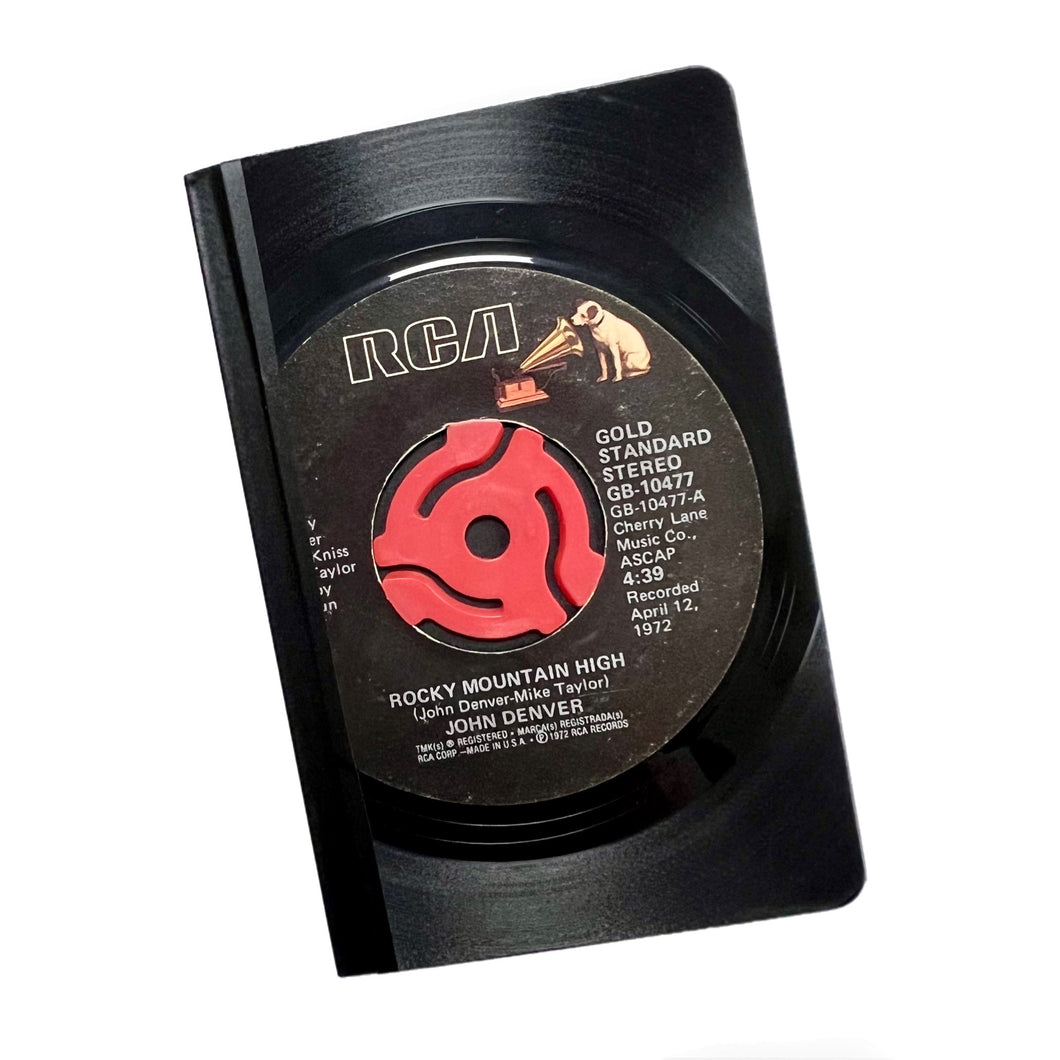 Rocky Mountain High John Denver Recycled Vinyl Record Pocket Notebook