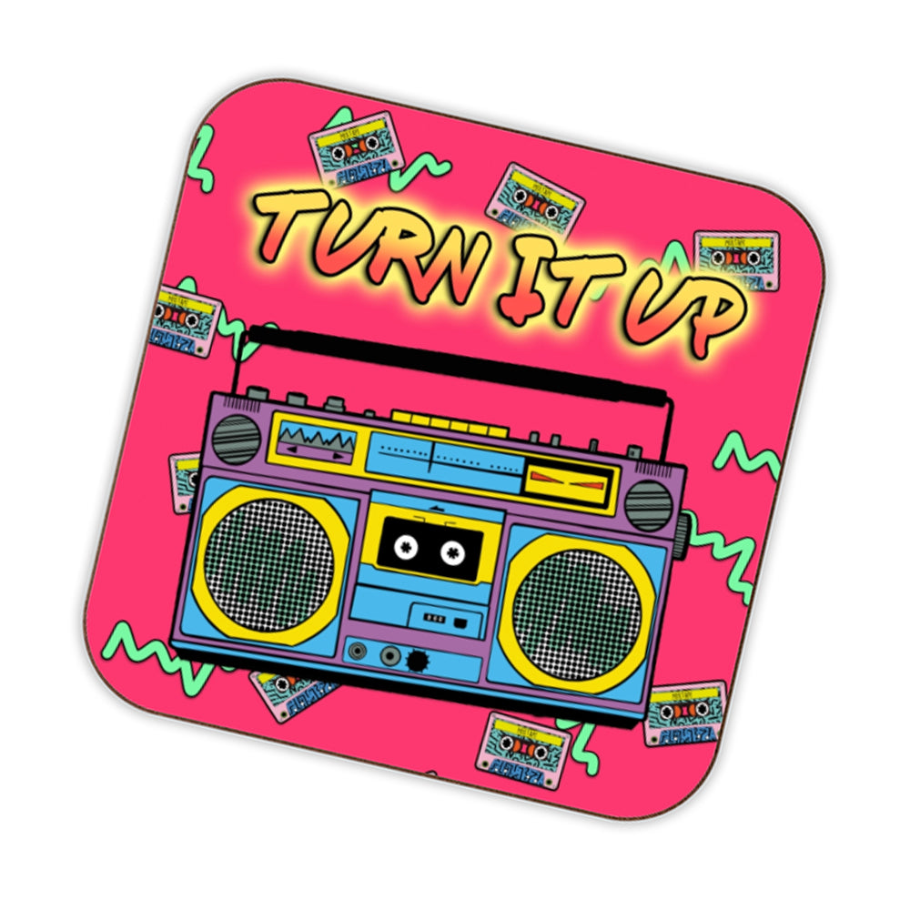 Turn It Up Boombox Drinks Coaster – Bite Your Granny