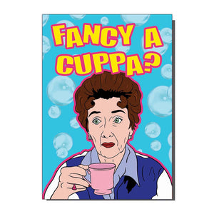 Fancy A Cuppa Dot Cotton Inspired Greetings Card