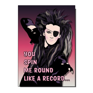 You Spin Me Round Like A Record 1980s Inspired Greetings Card