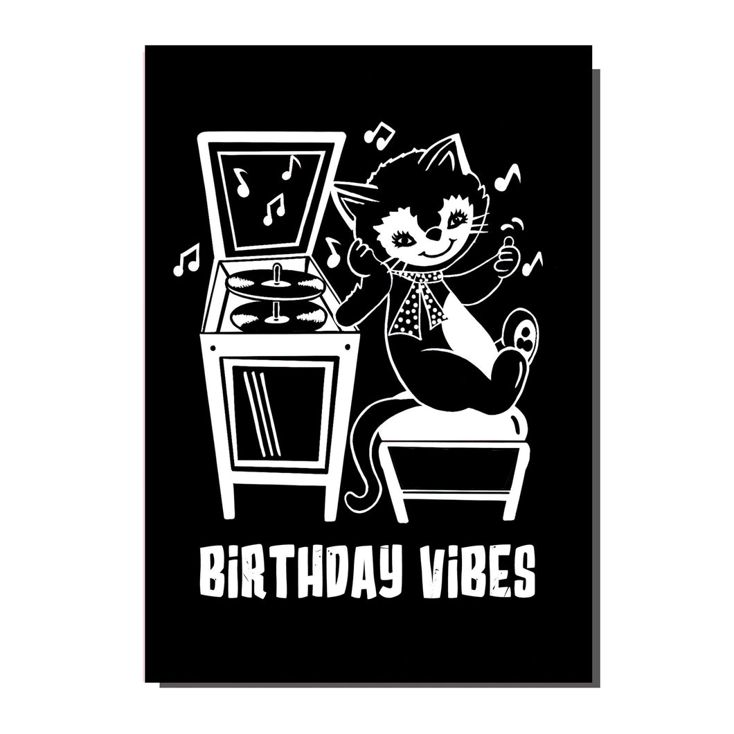 Cool Cat Birthday Vibes Greetings Card