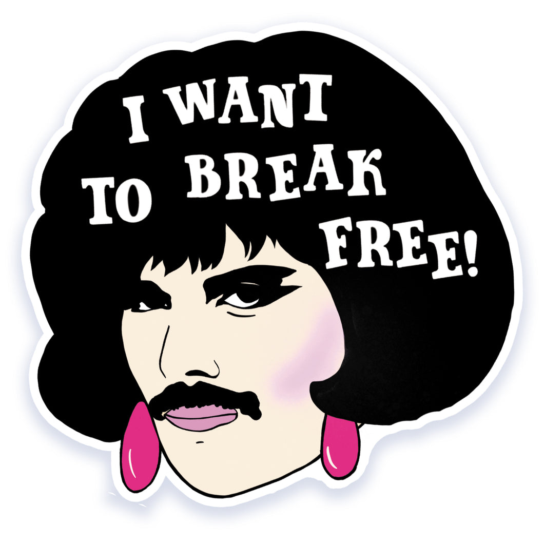 Freddie Mercury Queen I want To Break Free 1980'S Style Sticker