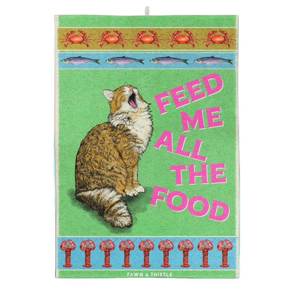 Feed Me All The Food Cat Tea Towel
