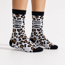 Load image into Gallery viewer, Feeling A Little Cunty Today White Leopard Print Socks
