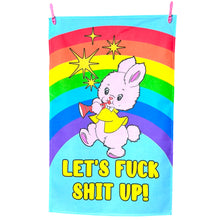 Load image into Gallery viewer, Le't Fuck Shit Up Trumpet Bunny Tea Towel
