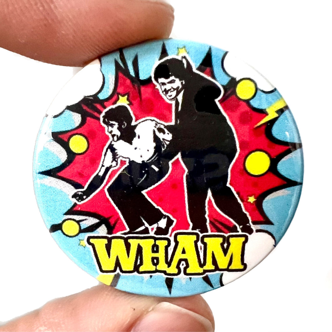 1980s Inspired Wham Pop Art Button Pin Badge