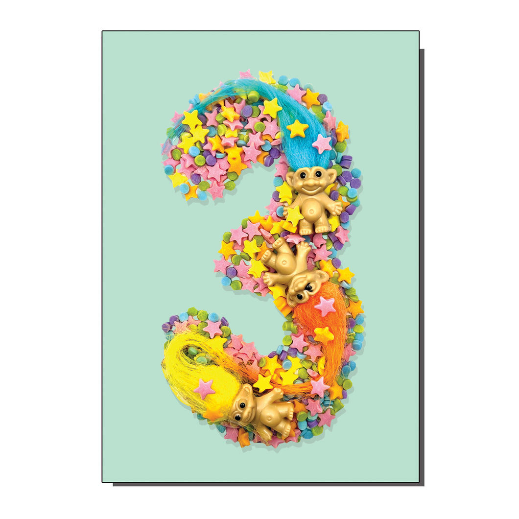 Age 3 Number Three Birthday / Greetings Card