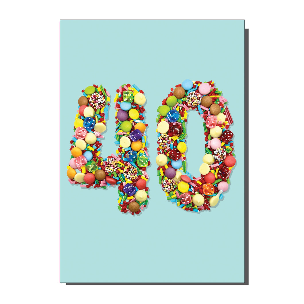 Age 40 Number Forty Birthday / Greetings Card