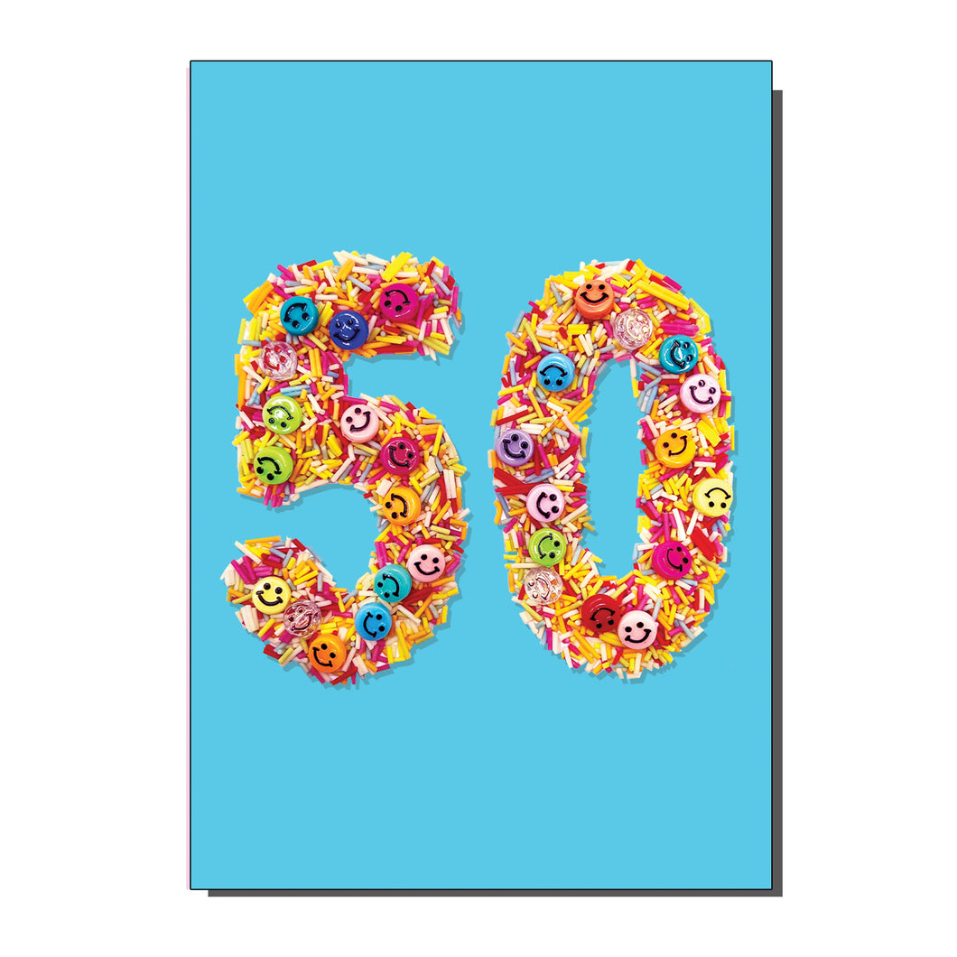 Age 50 Number Fifty Birthday / Greetings Card