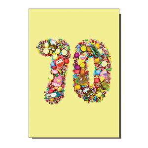 Age 70 Number Seventy Birthday / Greetings Card