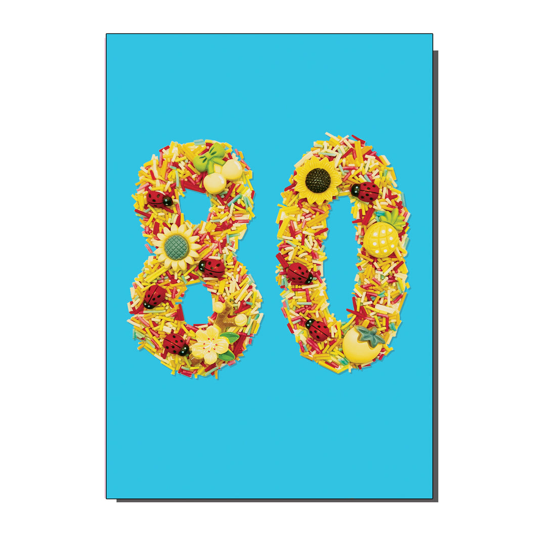 Age 80 Number Eighty Birthday / Greetings Card