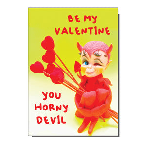 Kitsch Horny Devil Valentines Day Card