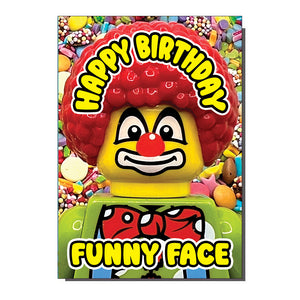 Happy Birthday Funny Face Clown Greetings Card