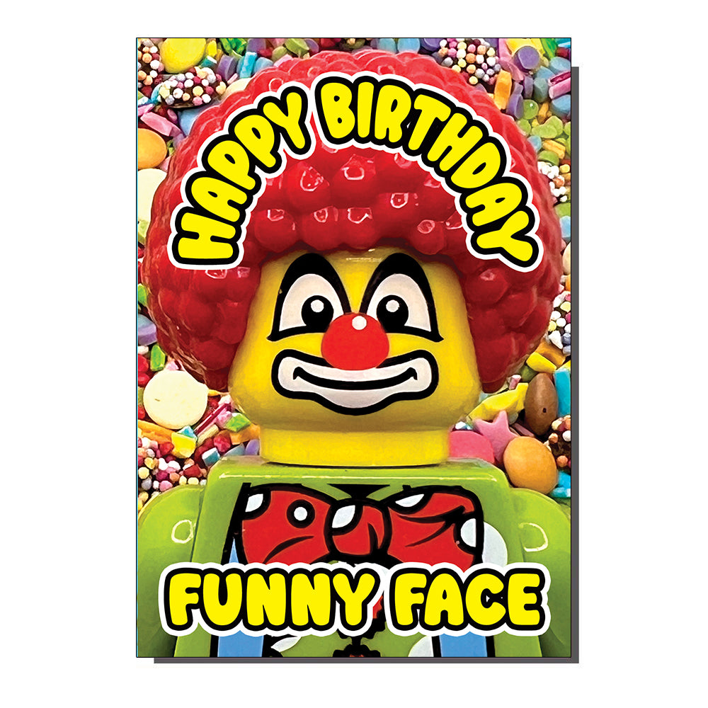 Happy Birthday Funny Face Clown Greetings Card