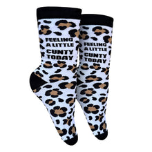 Load image into Gallery viewer, Feeling A Little Cunty Today White Leopard Print Socks
