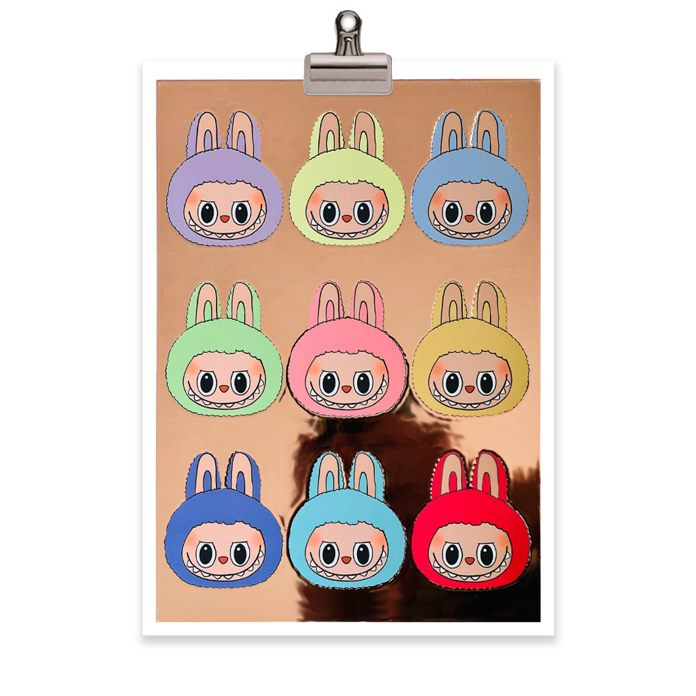 Cute Monsters Rose Gold Foiled A4 Art Print