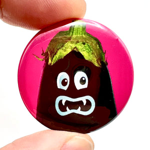Aubergine Buddy Button Pin Badge