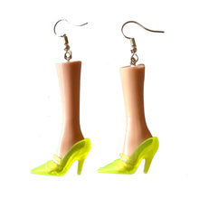 Load image into Gallery viewer, Barbie Doll Acid Yellow Heels Earrings
