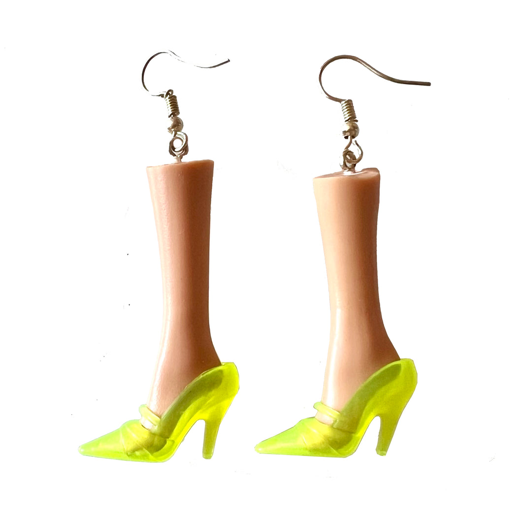 Barbie Doll Acid Yellow Heels Earrings