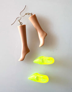 Barbie Doll Acid Yellow Heels Earrings