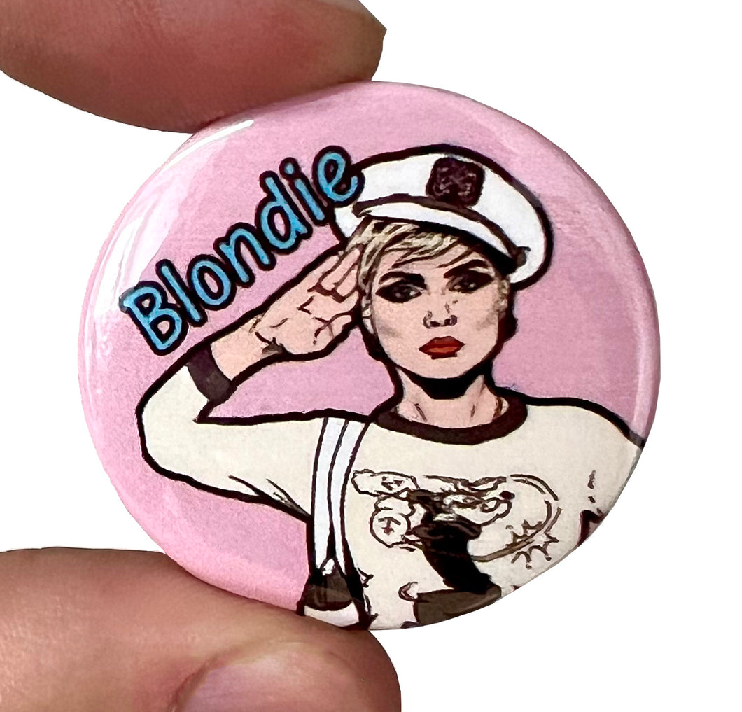 Pink Blondie Button Pin Badge