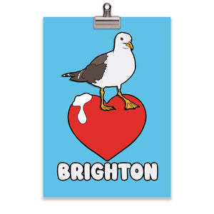 Brighton Love Seagull A4 Art Print