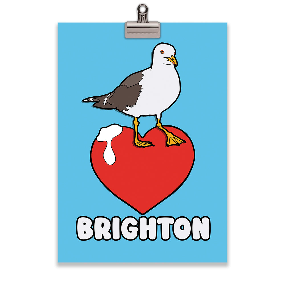 Brighton Love Seagull A4 Art Print