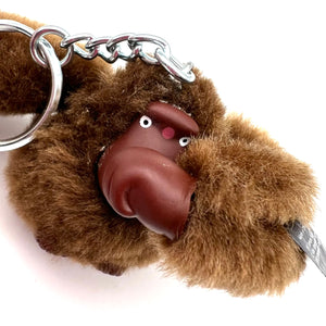 Fluffy Brown Monkey Keyring