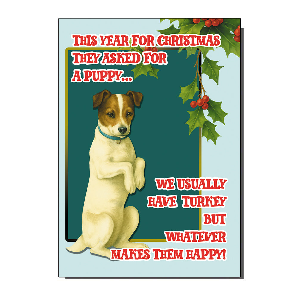 Puppy For Christmas Funny Christmas Card