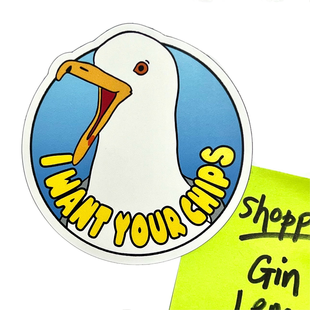 I Want Your Chips Seagull Fridge Magnet