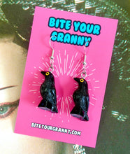 Load image into Gallery viewer, Black Crow Goth Earrings
