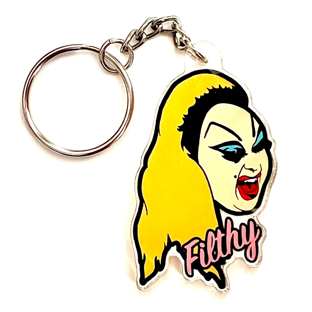 Divine Filthy Pink Flamingos Inspired Keyring