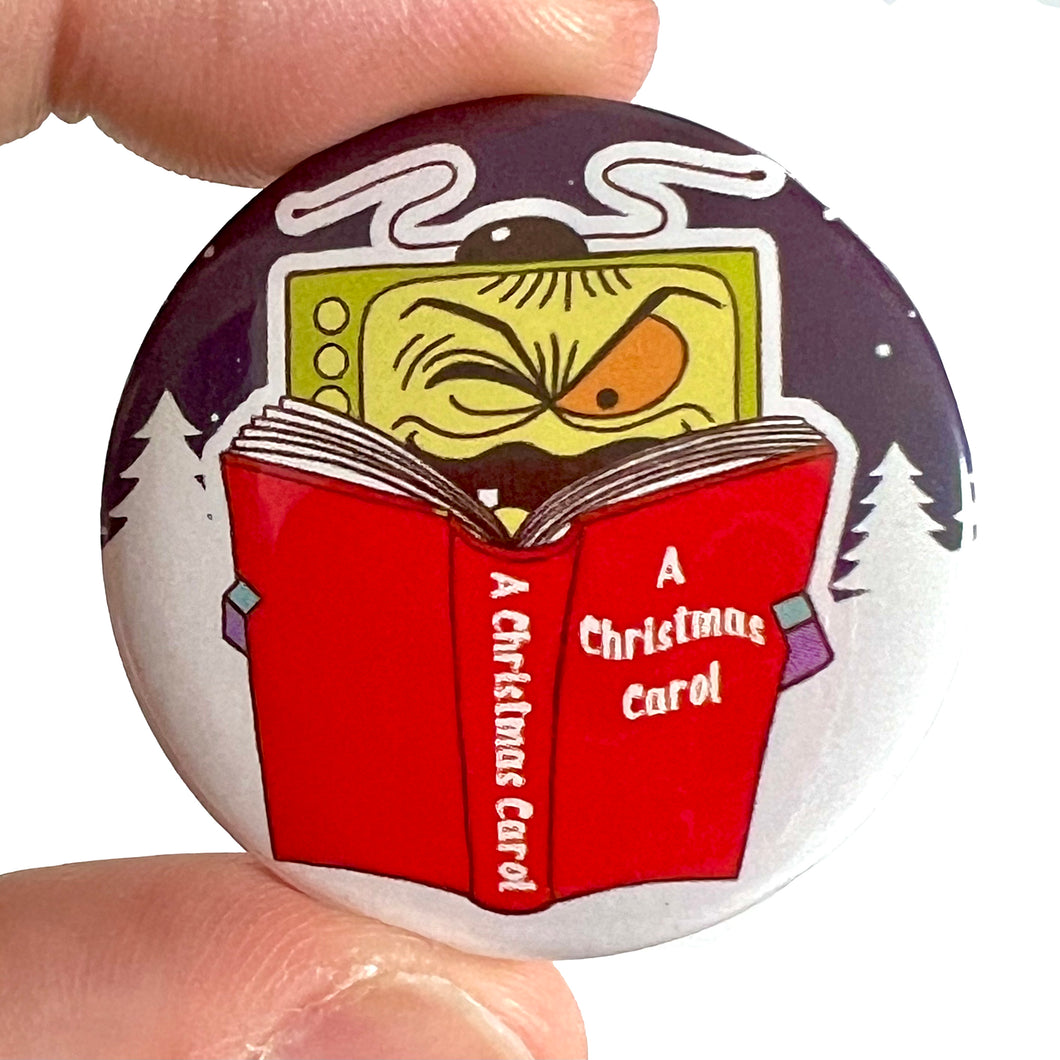 Evil Edna / A Christmas Carol Mashup Button Pin Badge