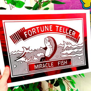 Fortune Teller Miracle Fish Red Foil Print