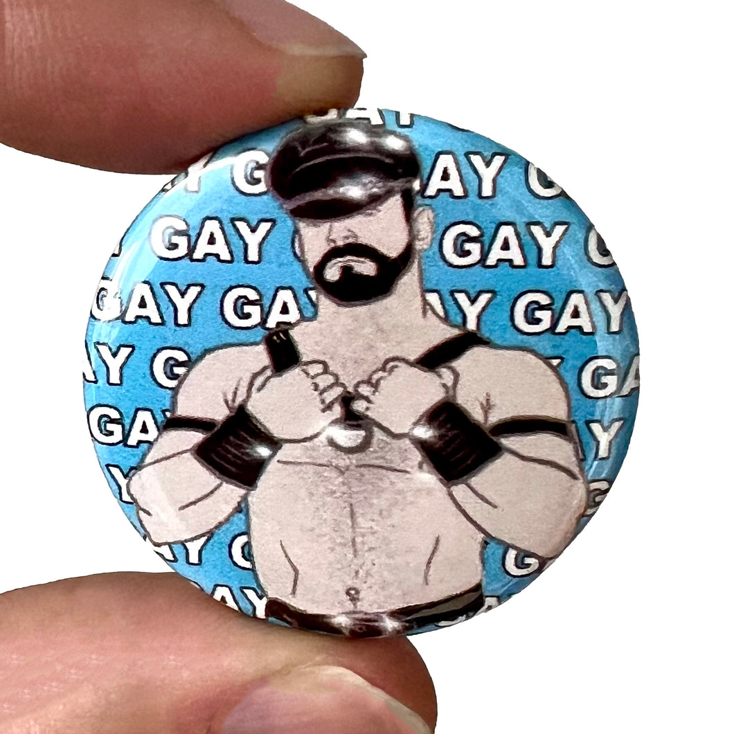 Gay Leather Bear Inspired Pin Badge