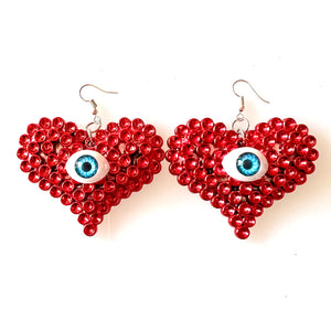 Statement Heart Doll Eyes Earrings