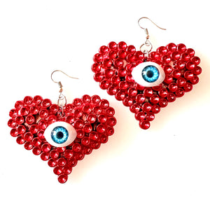 Statement Heart Doll Eyes Earrings