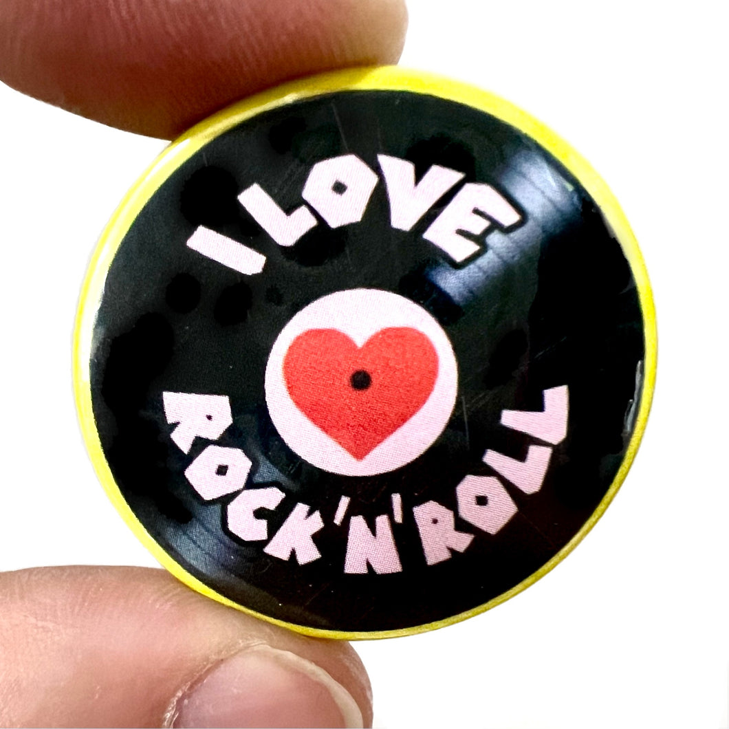 I Love Rock N Roll 1980s Inspired Button Pin Badge