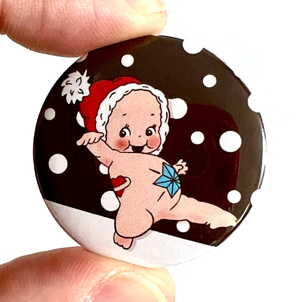 Cute Tattoo Christmas Kewpie Button Pin Badge