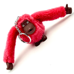Fluffy Pink Monkey Keyring Keyring