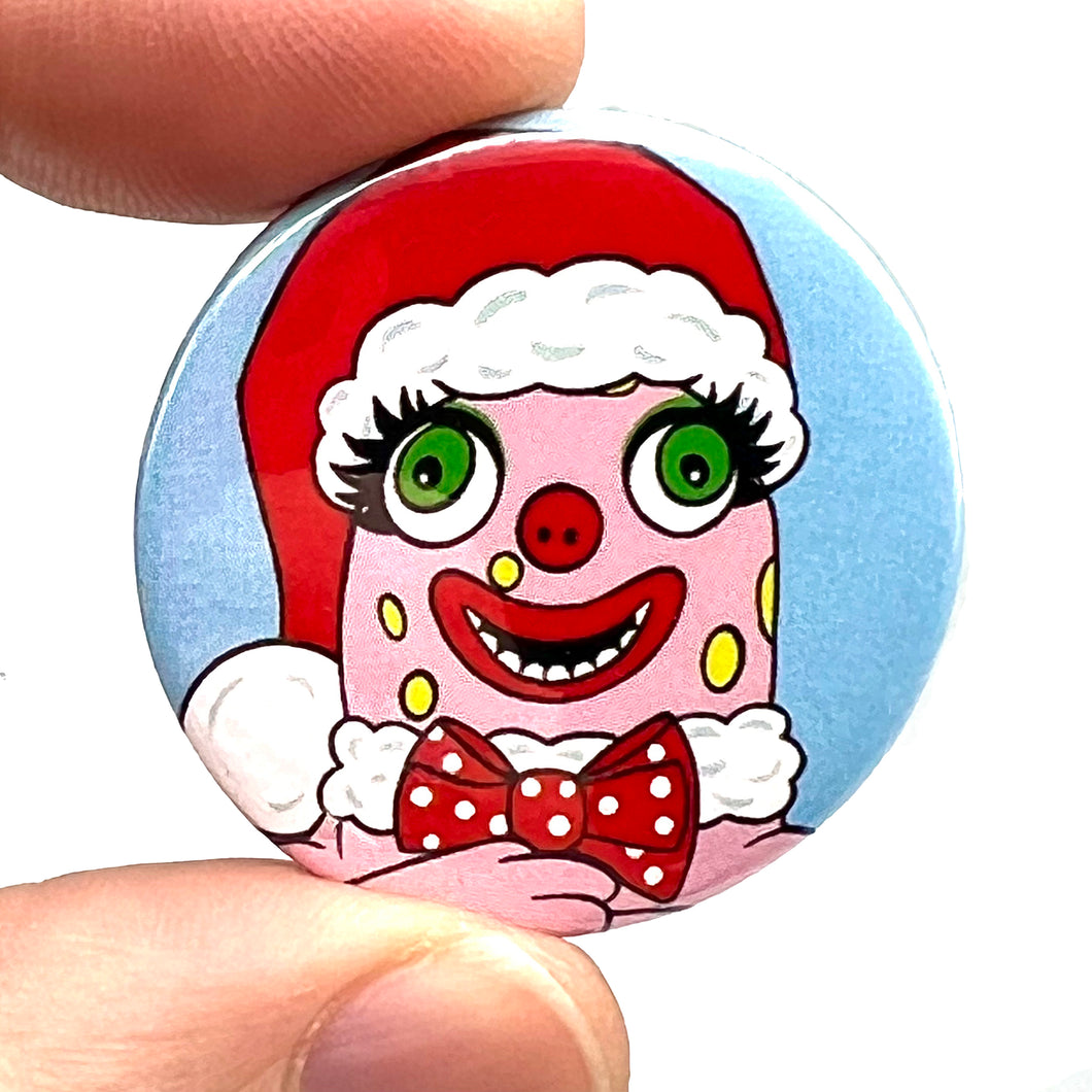 Mr Blobby Christmas Button Pin Badge