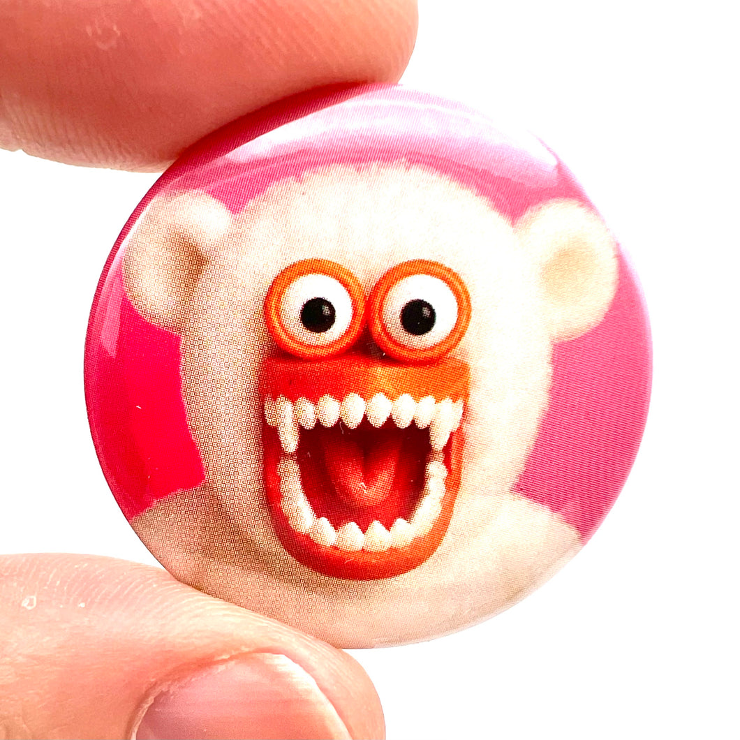 Funny Bear Mr Teeth Button Pin Badge