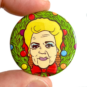 Pat Butcher Christmas Button Pin Badge