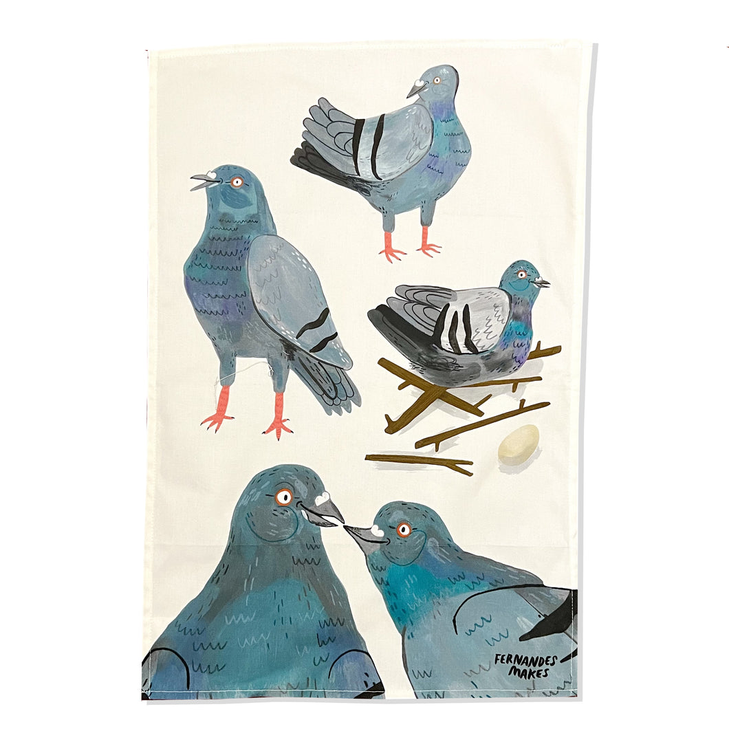 Pigeon Friends Tea Towel