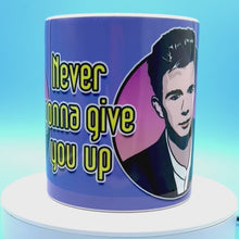 Load and play video in Gallery viewer, Never Gonna Give You Up Rick Astley Inspired Ceramic Mug
