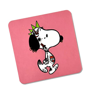 Punk Rock Tattoo Beagle Inspired Drinks Coaster