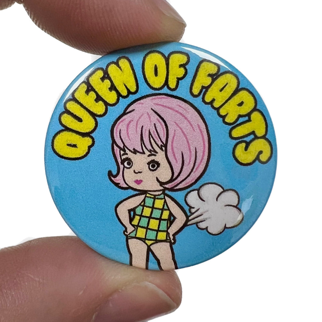 Queen Of Farts Button Pin Badge